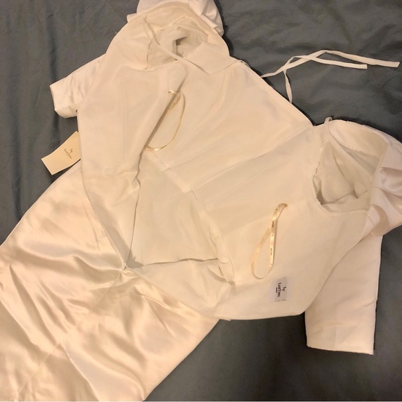 Light in the Box Vintage White Ivory Midi Tea Length Dress Puff Sleeve Size 4 - Picture 7 of 12